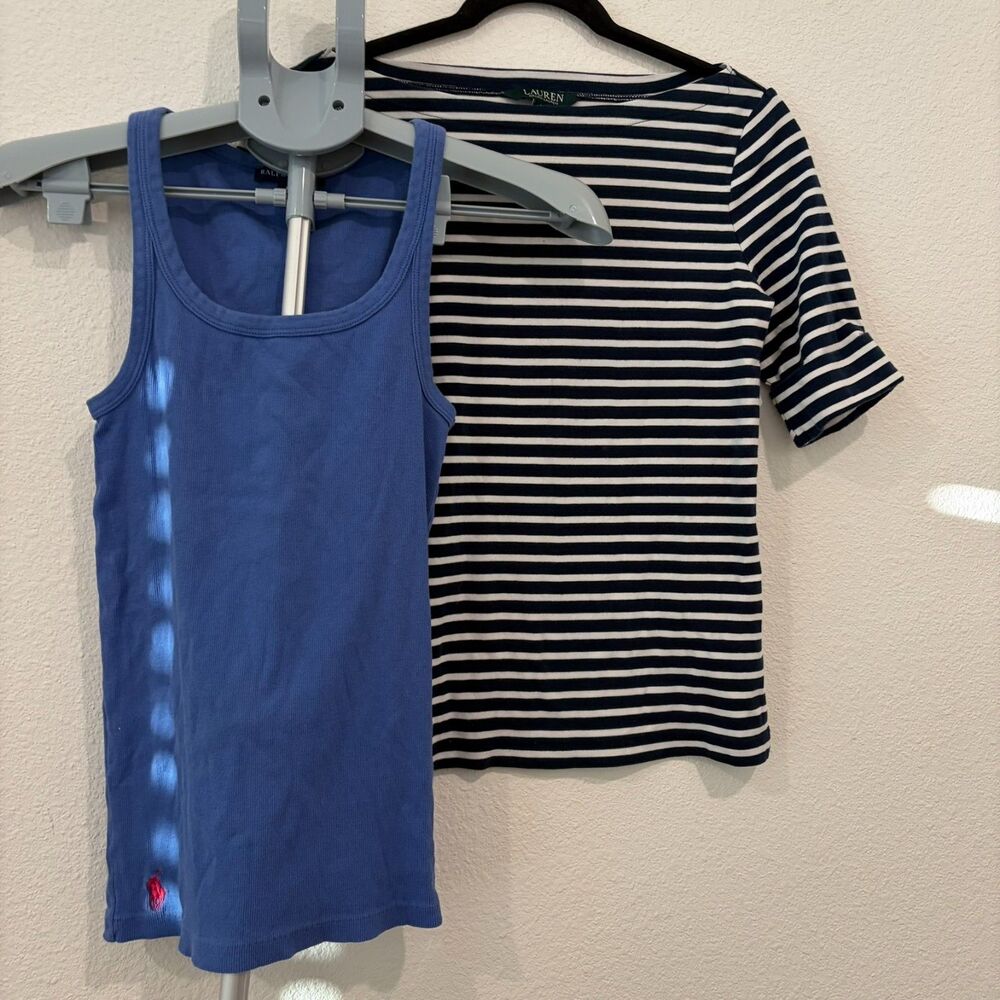Ralph Lauren‎ Top Bundle (1 Tank + 1 Shirt) Womens Blue Size Medium Striped